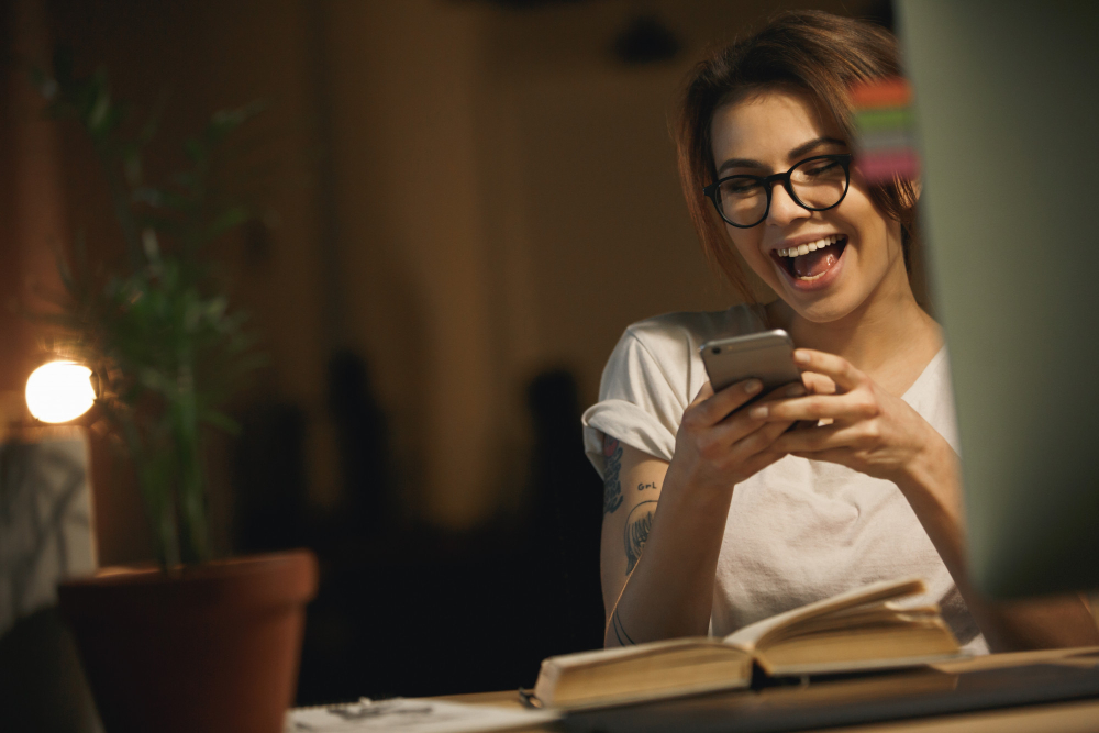 woman happy that she designed her app